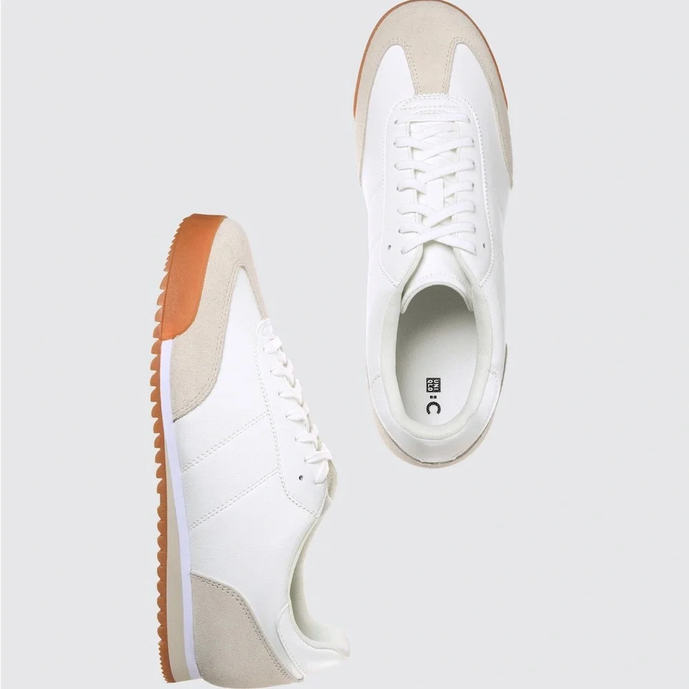 Brand New Uniqlo White and Tan Unisex Sneakers - Picture 1 of 6